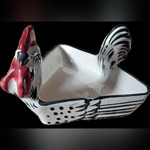 Vtg MCM Italian Rooster - Nut/Relish Dish -Stamped Italy 95/236 ?Bitossi?